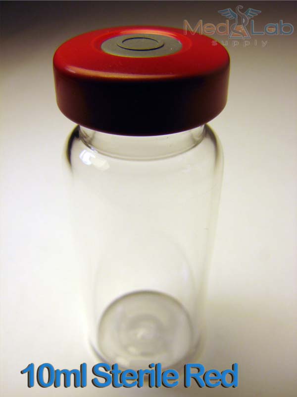 ALK-10ml Clear Sealed Sterile Glass Vial, Red, Qty. 1