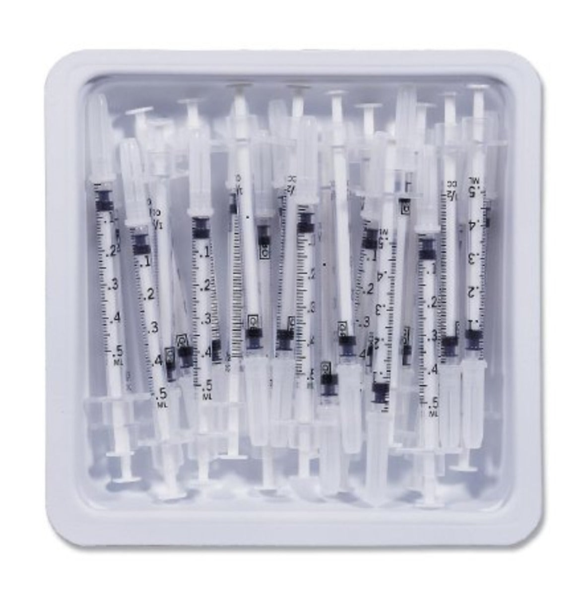 Exel Allergy Tray Syringe & Needle,1cc x 27g x .50", 25/Tray, 26061