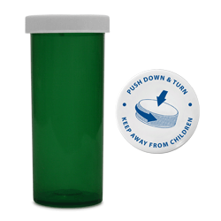 Colored Capsule Bottles Green Color - 13 Dram Size (Qty.12)