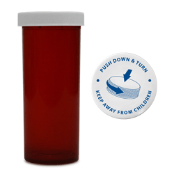 Colored Capsule Bottle w/ Reversible Caps - 20 Dram - Red Colored (Qty. 12)