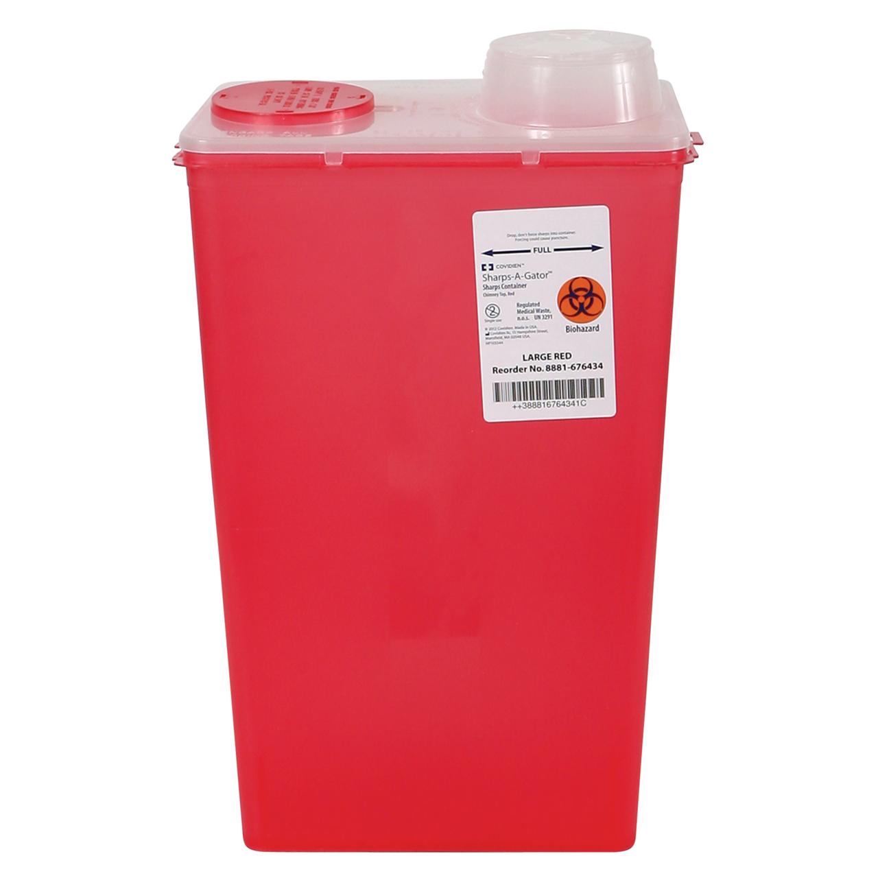 Monoject Chimney-Top Sharps Container, Red, 14 Quarts