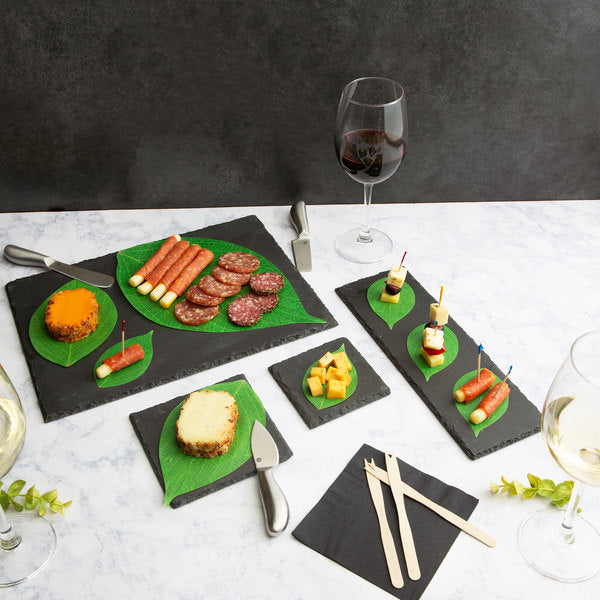 5" Square Black Slate Appetizers & Tasting Plate with Soapstone Chalk