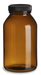 Amber Glass Reusable Capsule Bottle, 500mL / 16 oz