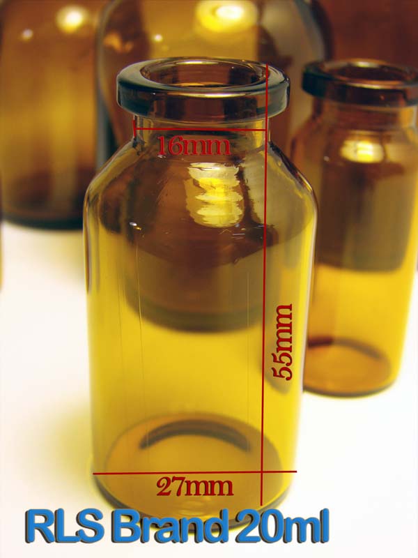 RLS 20ml Tubular Amber Glass Serum Vials (Qty. 660)