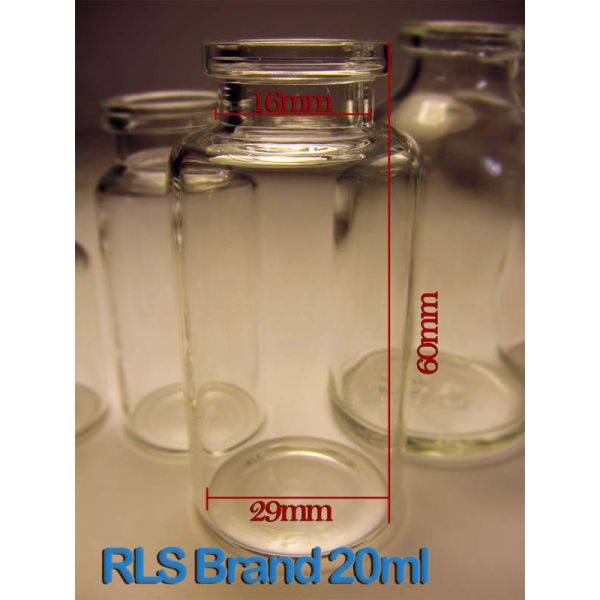 MLS 20ml Tubular Clear Glass Serum Vials
