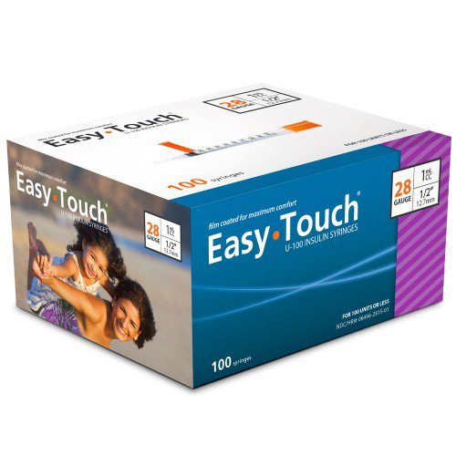 Easy Touch Diabetic Syringe .5ml x 28g, x .5 inch needle (Qty. 100)