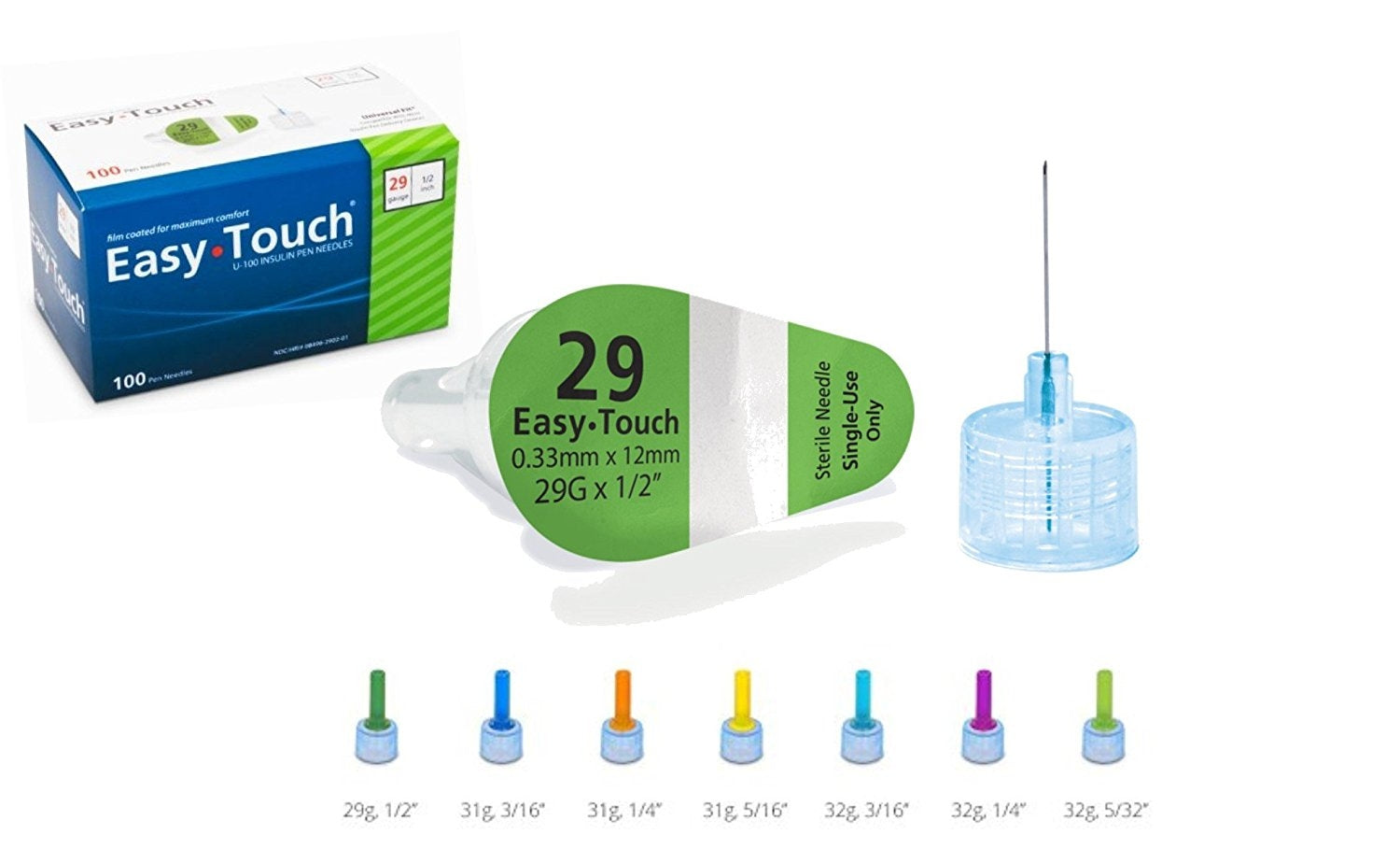 Easy Touch Pen Needles, 29g x .5 in, 829021, Box 100