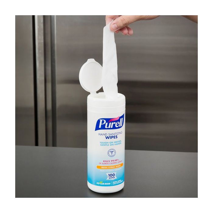 Purell Hand Sanitizing Wipes, Fresh Citrus Scent, 100/Canister