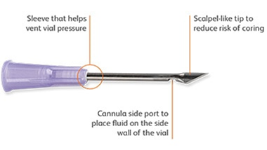 BD Nokor Admix Non-Coring Needles, 18G x 1.50", Box of 100