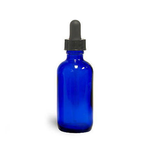 1oz, Empty Blue Glass Dropper Vial