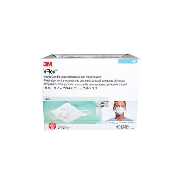 3M 1804 Vflex Niosh N95 Health Care Surgical Respirator. Individually Sealed. 99+% Filtration Efficiency.