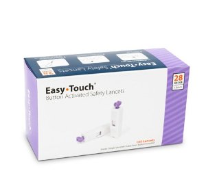 Easy Touch Button Activated Safety Lancet 28g Box of 100