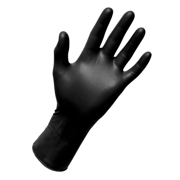 Ammex Nitrile Gloves, Medical Exam Grade, Powder-free, Ultra Black, Medium, BX of 100