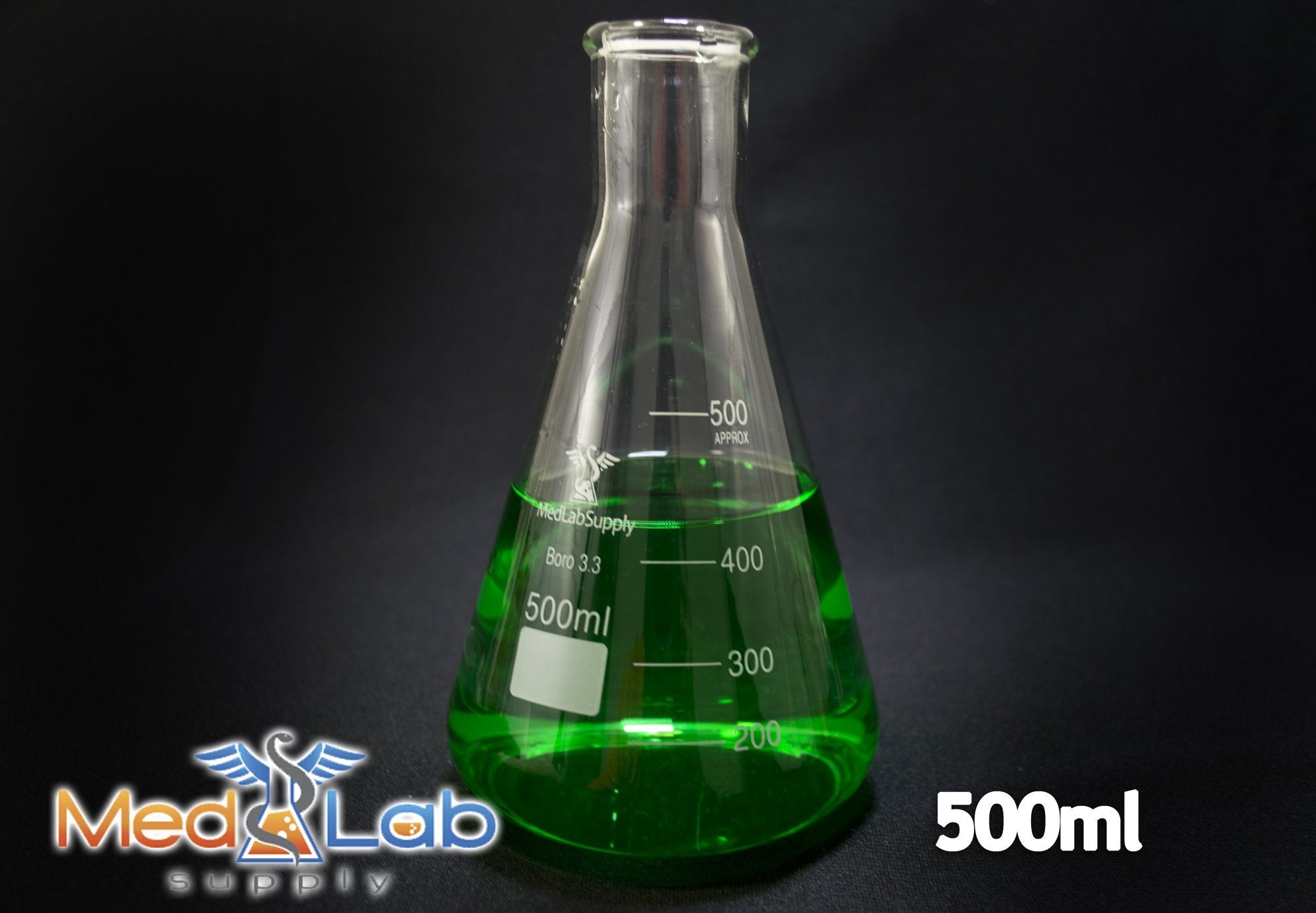 Med Lab Supply Glass Erlenmeyer Flask, 500ML