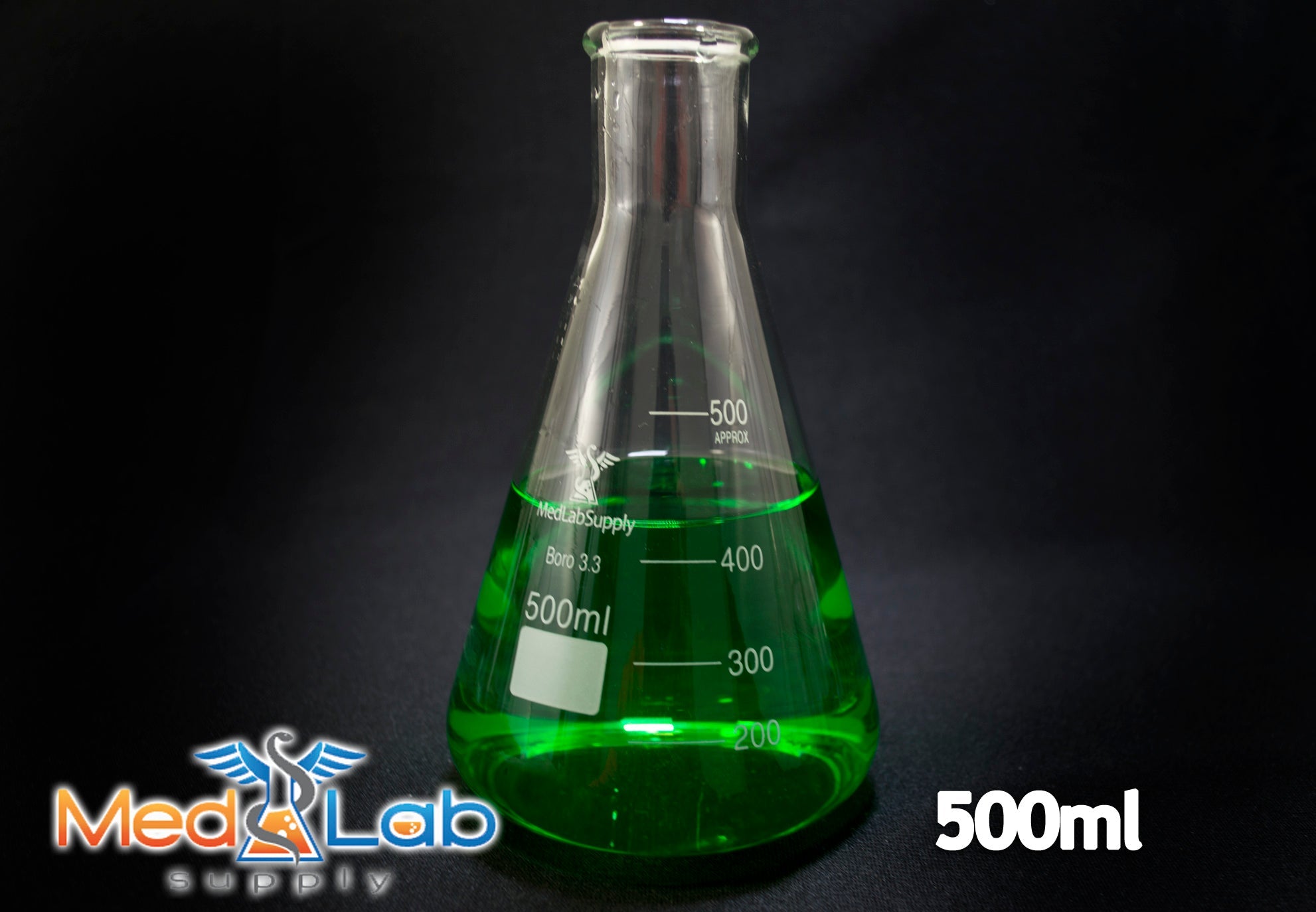 500 ML Erlenmeyer Flask, Narrow Neck, Glass, Graduated