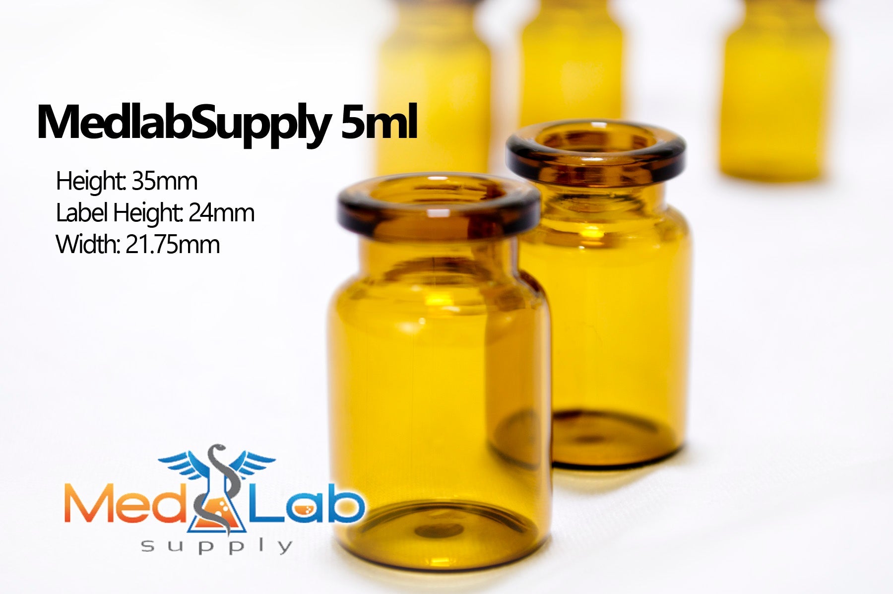 RLS 5ML Tubular Amber Glass Serum Vials (Qty. 1)