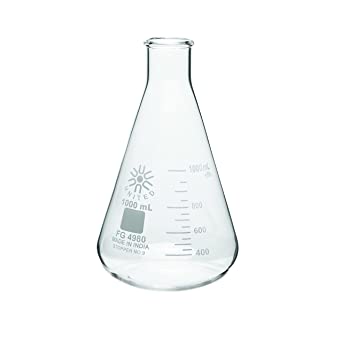 Narrow Mouth Graduated Glass Erlenmeyer Flask, 1000ML