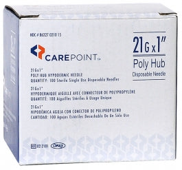 CarePoint Poly Hub Sterile Needle 25g x 5/8", Box of 100