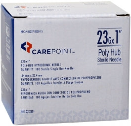 CarePoint Poly Hub Sterile Needles, Box of 100