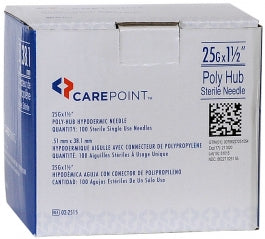 CarePoint Poly Hub Sterile Needles, Box of 100