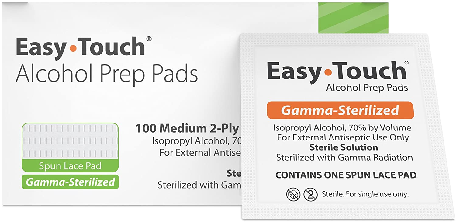 Easy Touch Alcohol Prep Pads, Box of 100