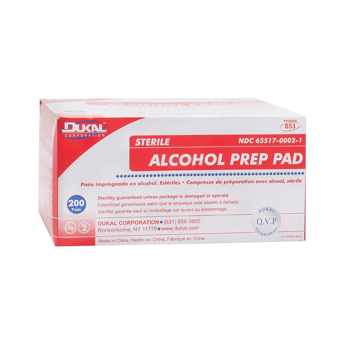 Dukal 853, Alcohol Prep Pads, Qty. 200
