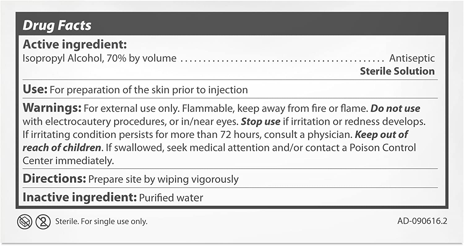 Easy Touch Alcohol Prep Pads, Box of 100