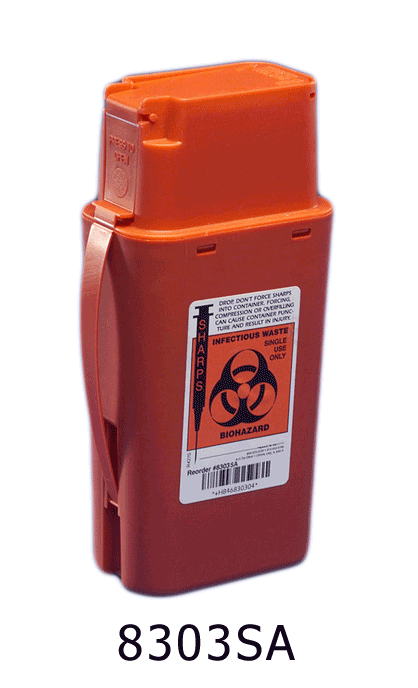 Sharps Transportable Container, 1 Qt, Red, Each