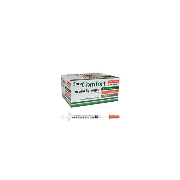 SureComfort Insulin Syringe, 1cc x 29g x 1/2, Box of 100