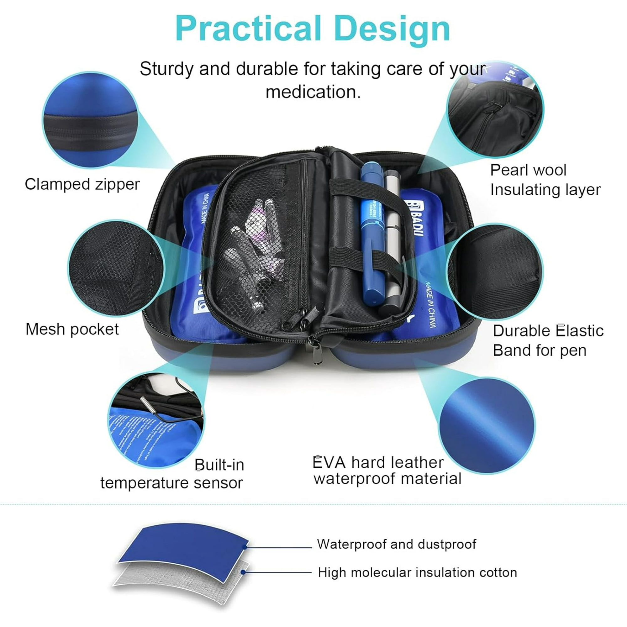 TSA Approved Portable Diabetic Cooler, Travel Bag, Includes 2 Ice Packs