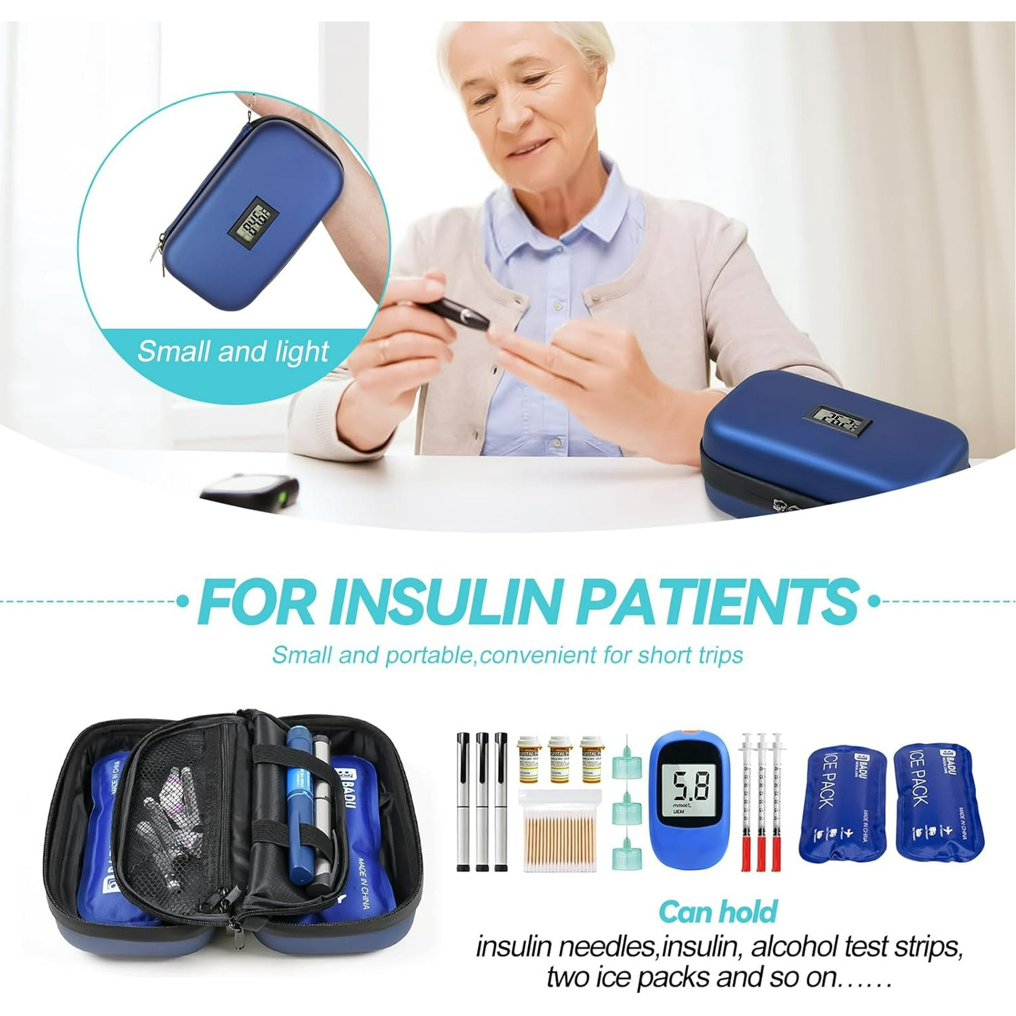 TSA Approved Portable Diabetic Cooler, Travel Bag, Includes 2 Ice Packs