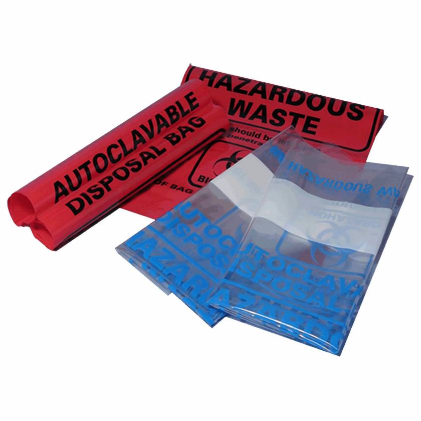 Autoclave Biohazard Bags, Red 12.2x26", Box of 200