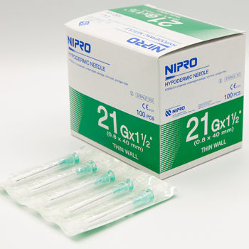 Nipro Sterile Hypodermic Needles, Box of 100
