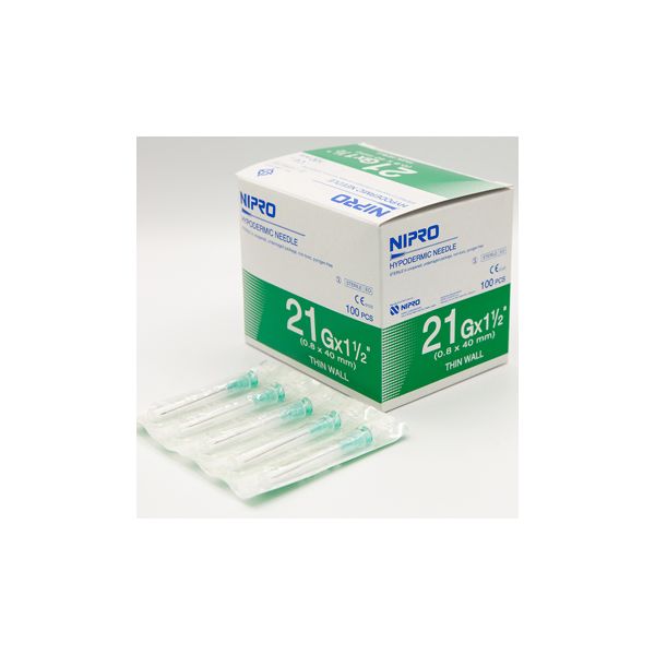 Nipro Sterile Hypodermic Needle, 21g x 1.5