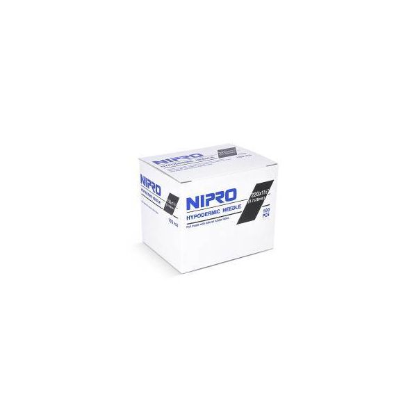 Nipro Sterile Hypodermic Needles, 25g x 1", Box of 100