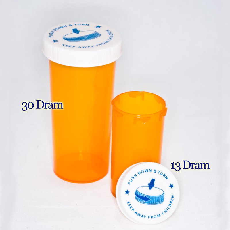 Colored Capsule Bottles Amber Color - 13 Dram Size - (Qty. 320)