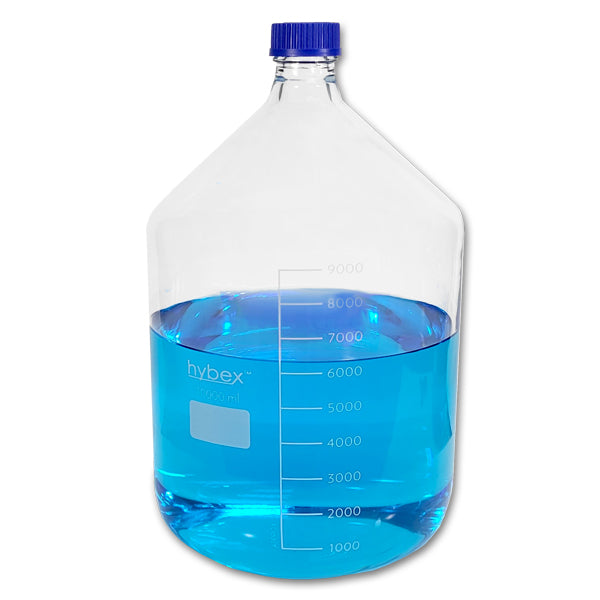 10 Liters, Hybex Glass Media Bottle, Blue, Qty. 1