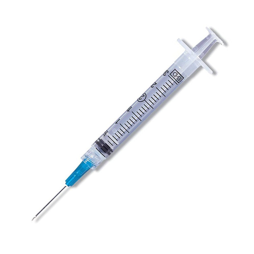 BD Luer-Lok Syringe, PrecisionGlide Needle, 3mL 22g x 1.5", 100/BX, 309574