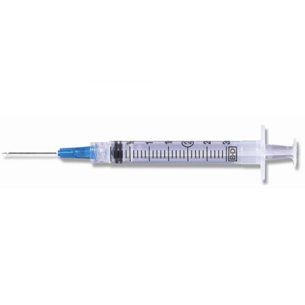 BD Luer-Lok Syringe, PrecisionGlide Needle, 3mL 21g x 1.5", 100/BX, 309577