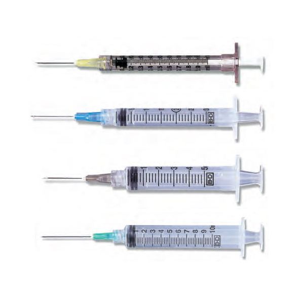 BD Luer-Lok Syringe, PresicionGlide Needle, 3mL 25g x 1", 100/BX, 309581