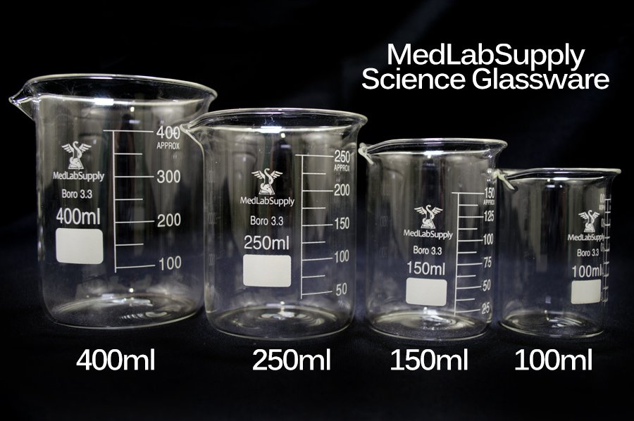 400ML Low Form Graduated Glass Beakers (Qty. 1)