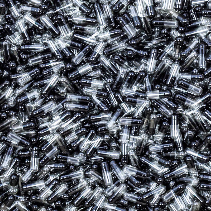 Black/Clear Gelatin Capsules, Size 4, Bag of 500
