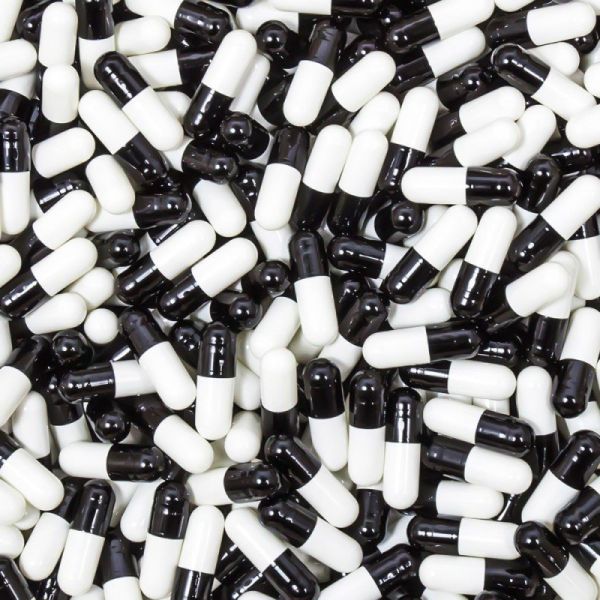 Black/White Empty Gelatin Capsules, Size 0, 1500 count