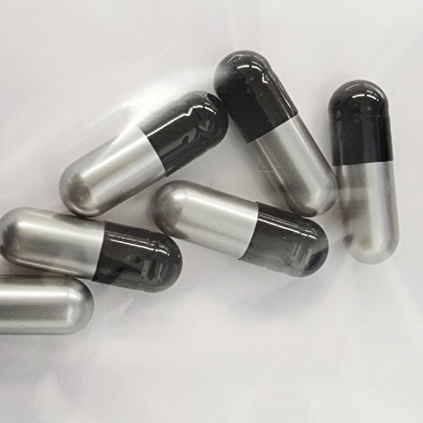 Black/Metallic Silver Gelatin Capsules, Size 00, Qty. 500, Premium Color