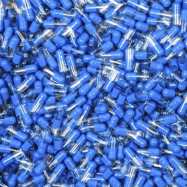 Blue / Clear Empty Gelatin Capsules, Size 4, Bag of 500