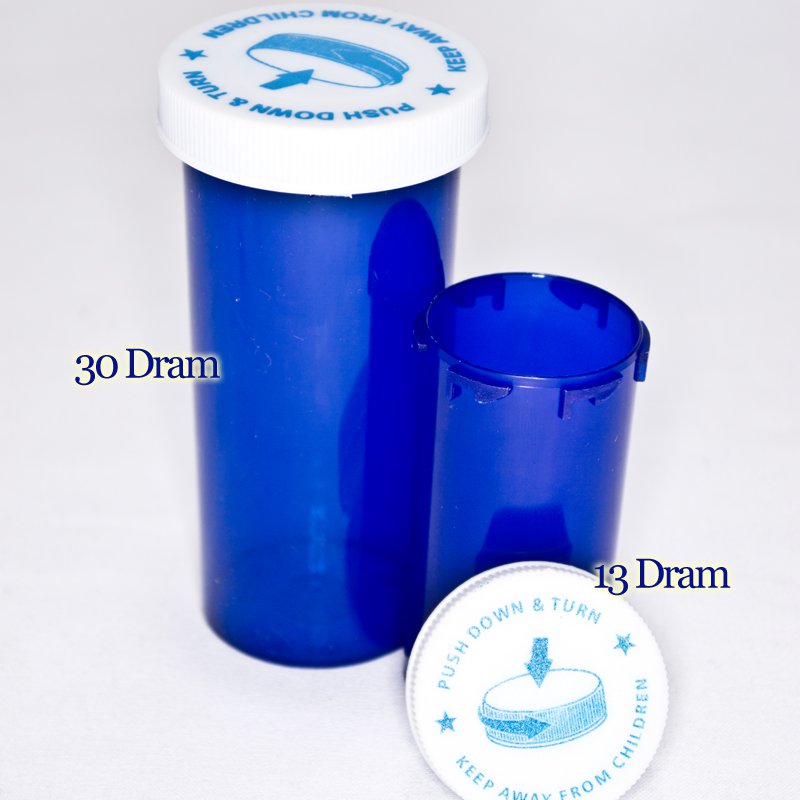 Colored Capsule Bottle - 30 Dram - Blue Colored