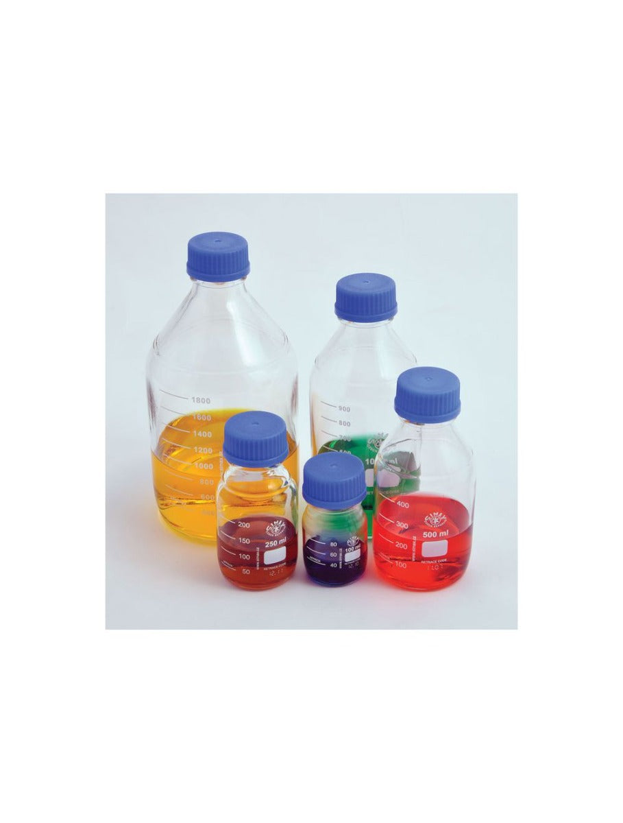 United Scientific Glass Storage / Media Bottle, 500 ML, Blue Cap, Qty. 1