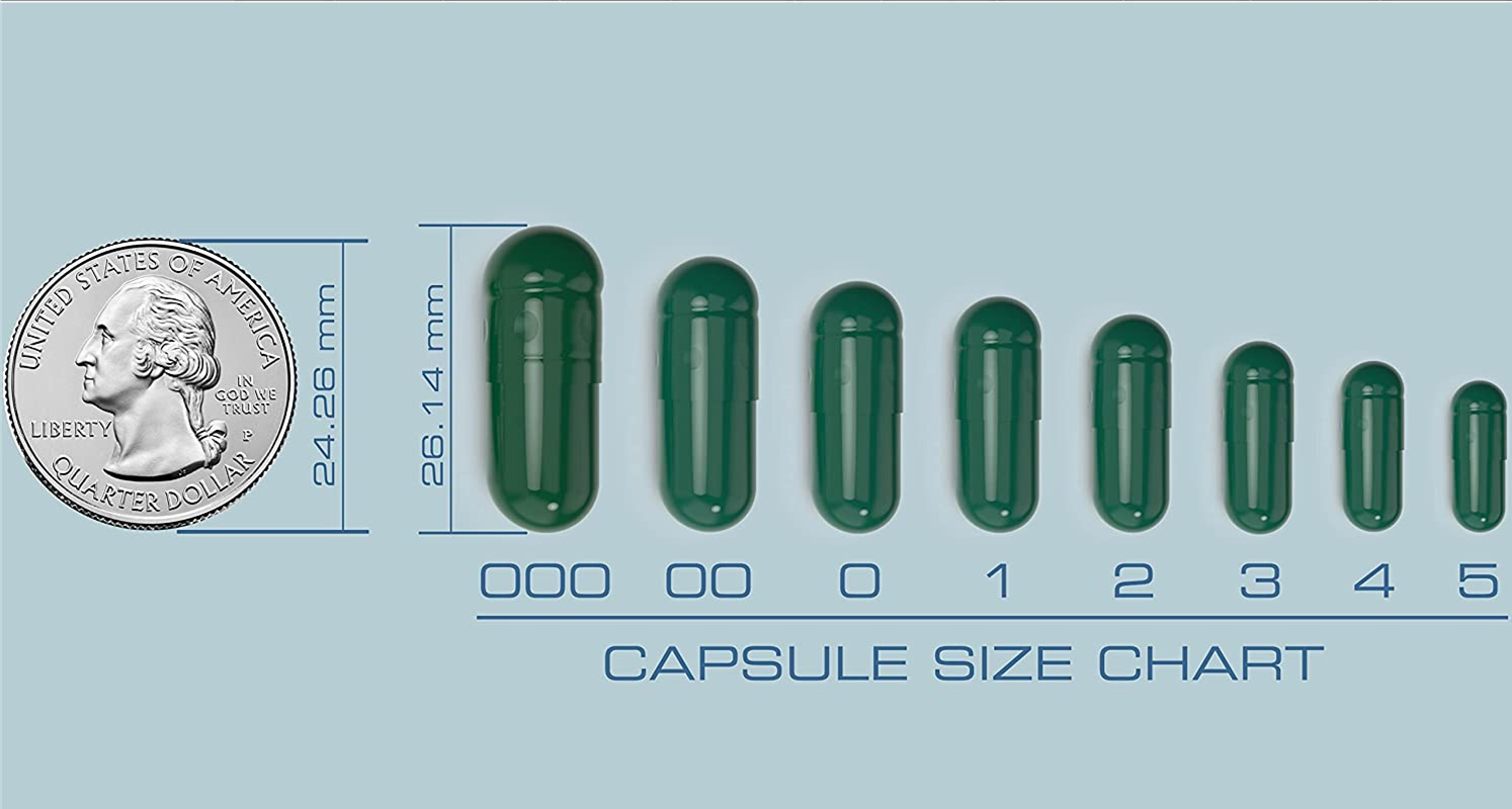 Vegetarian, Herbal Oil Empty Capsules, Size 00, Bag of 500