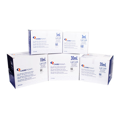CarePoint Luer Lock 60cc/mL Syringe only, Box of 25