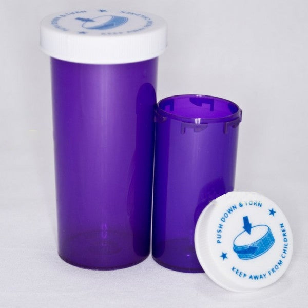 Colored Capsule Bottle w/ Reversible Caps - 20 Dram - Violet Colored (Qty. 12)